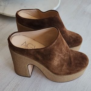 AGL Brown Suede Clogs